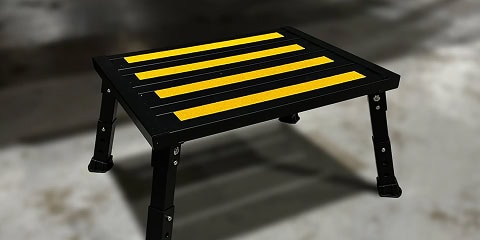 Portable folding step stool for overland travel trailer