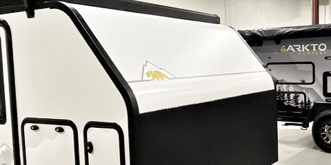 Front wall wrap protection film on overland travel traile