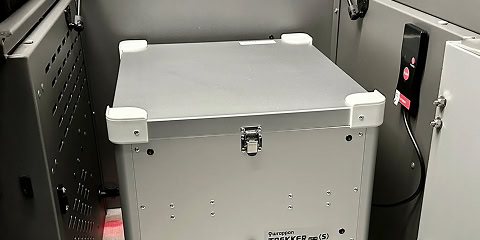 Portable toilet inside Arkto Campers overland travel trailer